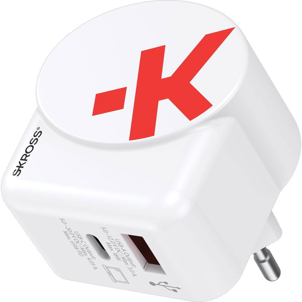 Skross USB gyorstöltő (USB-C, USB-A) 65W, PD, +1,6m USB-C kábel, GaN termék fő termékképe
