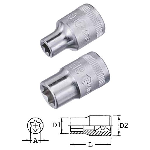 Genius Tools 353516 3/8"-os E-típusú (belső torx) dugókulcs fej, E-16 termék fő termékképe